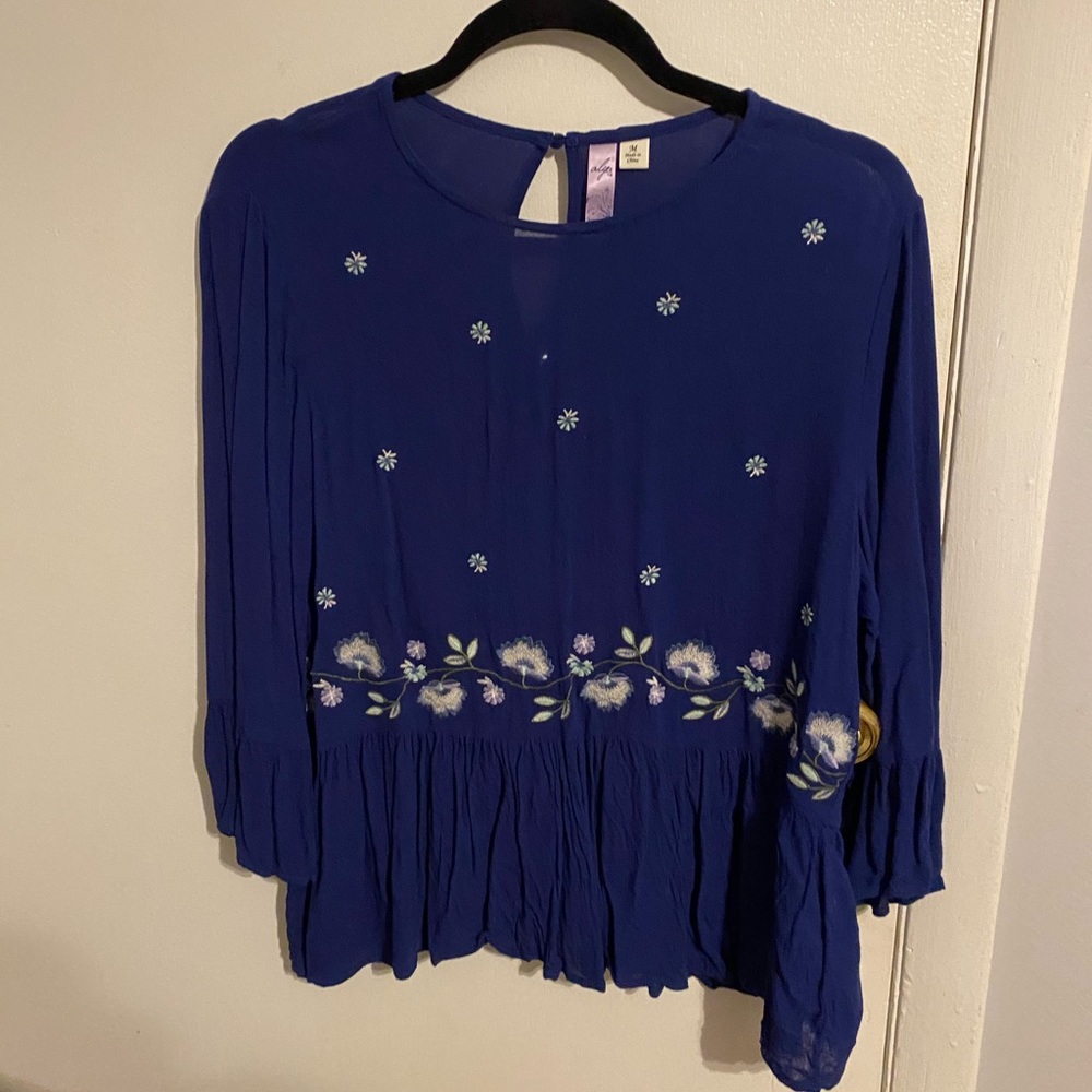 Blue Floral Blouse